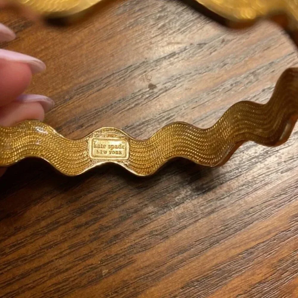 Kate Spade “Ric Rac” Gold Enamel Gold Bangle - Picture 3 of 5
